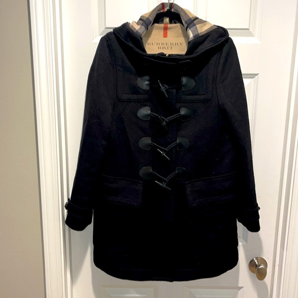 BURBERRY Brit “Blackwell' Wool Duffle Toggle Coat with hood Black size 6 - Picture 8 of 15